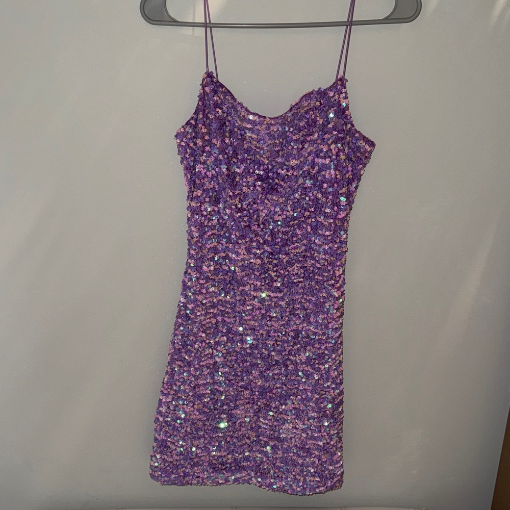 Purple Sequin Hoco Dress